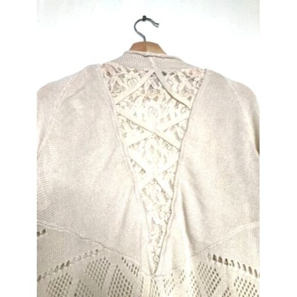 Knox Rose Cardigan Sweater Boho Women Sz XXL Ivory Open Front Sleeveless Crochet - Picture 5 of 10